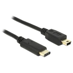 DeLOCK 2m, USB2.0-C/USB2.0 Mini-B USB Kabel Mini-USB B USB C 0,48 Gbit/s Schwarz