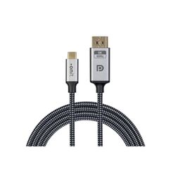 ONIT F01628 Videokabel-Adapter 1 m USB Typ-C DisplayPort Schwarz, Grau, Farbe: Schwarz, Grau, Länge: 1 m