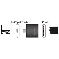 DeLOCK 91498 Kartenleser USB 3.2 Gen 1 (3.1 Gen 1) Type-C Schwarz