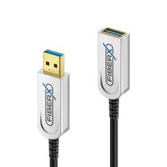 FiberX FX-I650-025 USB Kabel USB 3.2 Gen 1 (3.1 Gen 1) 25 m USB A 10 Gbit/s 4,5 W Schwarz, Silber, Farbe: Schwarz, Silber, Länge: 3 m