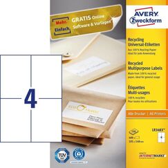 Avery LR3483 selbstklebendes Etikett Rechteck Permanent Weiß 400 Stück(e)