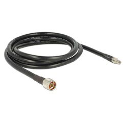 DeLOCK 2m, N/RP-SMA Koaxialkabel CFD400, LLC400 Schwarz, Länge: 2 m