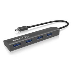 ICY BOX IB-AC6405-C, 4 Port USB 3.2 Gen 1 Type-C Hub, 1x Type-C zu 4x Type-A, Alu-Gehäuse