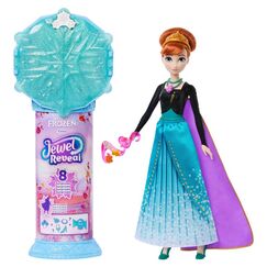 Disney Frozen Disney Die Eiskönigin Jewel Reveal Anna-Modepuppe mit 8 Überraschungen wie Juwelenbox und 10 Zubehörteilen