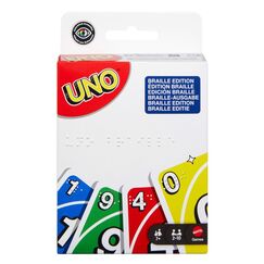Mattel Games UNO Braille Kartenspiel mit Kartensatz, der speziell für blinde Spieler und Spieler mit Sehbeeinträchtigung konzipiert ist, für 2 bis 10 Spieler