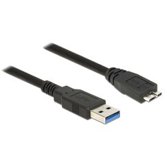 DeLOCK 85075 USB Kabel USB 3.2 Gen 1 (3.1 Gen 1) 3 m USB A Micro-USB B 5 Gbit/s Schwarz, Farbe: Schwarz, Länge: 3 m