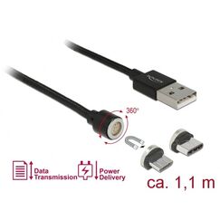DeLOCK 85723 USB Kabel USB 2.0 1,1 m USB A USB C/Micro-USB B 0,48 Gbit/s Schwarz
