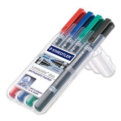 Staedtler Lumocolor permanent duo 348 Permanent-Marker Feine/ runde Spitze Schwarz, Blau, Grün, Rot 4 Stück(e)