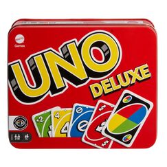 Mattel Games UNO Deluxe Metallbox, Kartenspiel, Gesellschaftsspiel, Kinderspiel