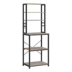 Vasagle KKS024B02 Regal Regalboden Freistehend Partikelbord, Stahl Schwarz, Grau