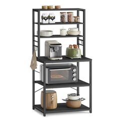 Vasagle KKS024B22 Bäckerei-Regal Partikelbord, Stahl Schwarz, Grau, Anthrazit