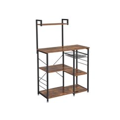 Vasagle KKS35X Bäckerei-Regal Partikelbord, Stahl Schwarz, Braun