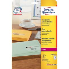 Avery L7560-25 selbstklebendes Etikett Abgerundetes Rechteck Permanent Transparent 525 Stück(e)