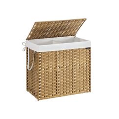 Songmics LCB216Y01 Wäschekorb 160 l Rechteckig Metall, Rattan Natürlich/Natur