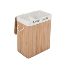 Songmics LCB64Y Wäschekorb 100 l Rechteckig Bambus, Baumwolle Natürlich/Natur