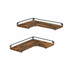 Vasagle LLS831B01 Regal Eckregal Wandverteiler Spanholzplatte, Stahl Schwarz, Braun