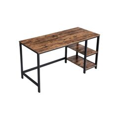 Vasagle Songmics Bürotisch vintagebraun-schwarz mit Platte 140x60cm, 2 Ablagefächer