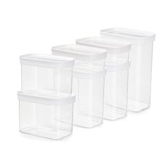 EMSA N1142900 Lebensmittelaufbewahrungsbehälter Rechteckig Set 8,3 l Transparent, Weiß 7 Stück(e)