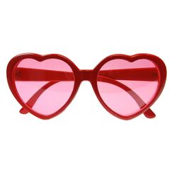 PartyDeco Brille Herzen, rot