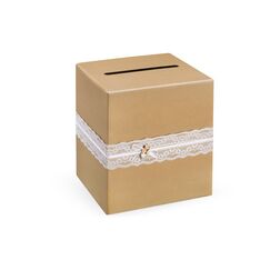 PartyDeco Kartenbox Aufbewahrungsbox Rechteckig Papier Braun