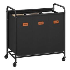 Songmics RLS330B01 Wäschekorb 170 l Rechteckig Oxford, Kunstleder (PU), Stahl Schwarz