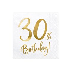 PartyDeco SP33-77-30-008 Papierserviette Papier Weiß, Gold 20 Stück(e)