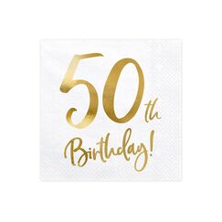 PartyDeco SP33-77-50-008 Papierserviette Papier Weiß, Gold 20 Stück(e)