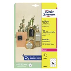 Avery Tags Weiß Nicht klebendes Druckeretikett
