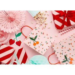 PartyDeco Geschenktüten Kirschen, Mix, 22x23x8cm