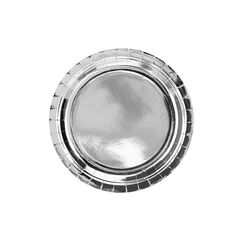 PartyDeco TPP36-018ME Einweggeschirr Teller, Farbe: Silber