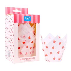 PME Valentinstag Tulpen-Muffinförmchen - Liebesherzen (24 Stück)
