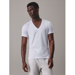 Calvin Klein 000NB1089A-100-L Shirt/Top T-Shirt V-Ausschnitt Kurzärmel Baumwolle, Elastan
