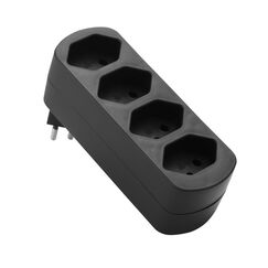 M. Schönenberger Abzweigstecker MOVE 4xT13 schwarz 270° drehbar (offen), Farbe: Schwarz
