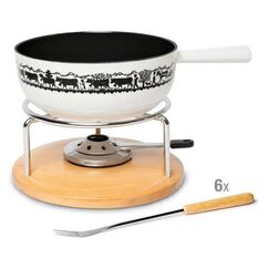 Stöckli Fondue-Set Säntis Classic Alp 22 2,4 l Silber, Weiß, Holz 5 Person(en)