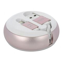 DeLOCK USB 2.0 Aufrollkabel Typ-A zu Lightning™ 8 Pin weiß / rosé