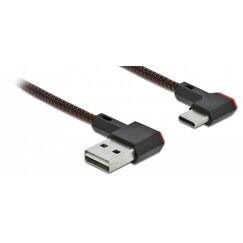 DeLOCK EASY-USB 2.0 Kabel Typ-A Stecker zu USB Type-C™ Stecker gewinkelt links / rechts 1,5 m schwarz