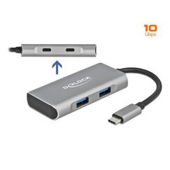 DeLOCK Externer USB 10 Gbps USB Type-C Hub mit 2 x USB Typ-A und 2 x USB Type-C