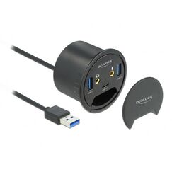 DeLOCK 3 Port Tisch-Hub 1 x USB Type-C und 2 x USB Typ-A + HD-Audio Ports