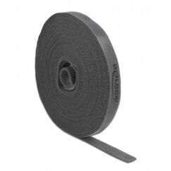 DeLOCK Klettband auf Rolle L 10 m x B 15 mm grau