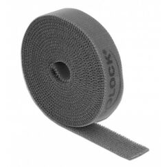 DeLOCK Klettband auf Rolle L 2 m x B 15 mm grau
