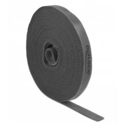 DeLOCK Klettband auf Rolle L 10 m x B 15 mm grau