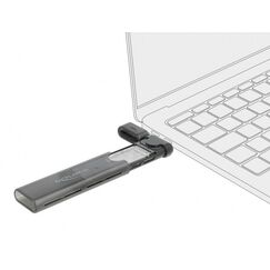 DeLOCK Externes USB Type-C Combo Gehäuse für M.2 NVMe PCIe oder SATA SSD - werkzeugfrei
