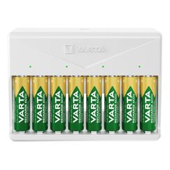 Varta Akku Ladegerät, Batterieladegerät für wiederaufladbare AA/AAA, bis zu 8 Akku, Multi Charger, inkl. USB-Typ C Ladekabel, unbestückt
