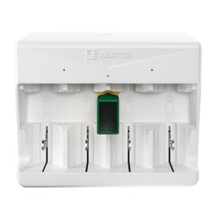 Varta Akku Ladegerät, Batterieladegerät für wiederaufladbare Batterien, lädt 2 oder 4 AA, AAA, C, D oder 1x 9V gleichzeitig, Universal Charger, mit Sicherheitsabschaltung, unbestückt