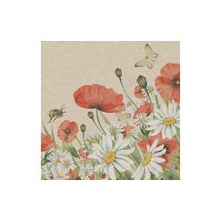 Paper + Design Servietten Floral Poppies Natural, 33x33 cm, 20 Stück
