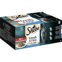 Sheba Nassfutter Sauce mit Kabeljau, Lachs und Thunfisch, 50 x 50g
