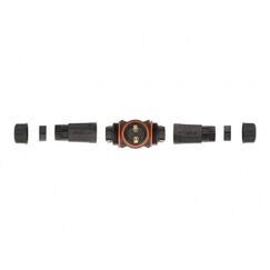 DeLOCK Kabelverbinder T-Form für Außenbereich 2 Pin, IP68 wasserdicht, schraubbar, Kabeldurchmesser 4,5 - 7,5 mm schwarz