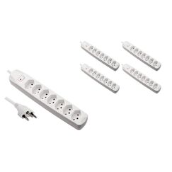 Furber. F.power Steckdosenleiste 7xT13 KIT5 230V, H05VV-F 3G1.00, MS, weiss (5/25)