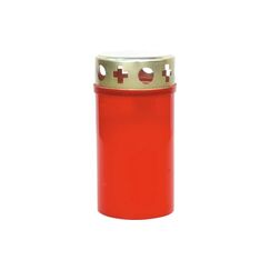Müller Kerzen Müller Grabkerze klein mit Golddeckel rot