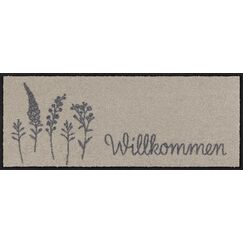 Salonloewe HH Salonlöwe Wilkommen Wiese Dekorative Fußmatte Drinnen/Draußen Rechteckig Beige, Grau